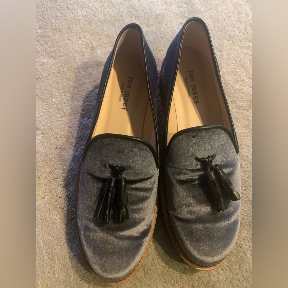Jon Josef Gray Velvet Loafers for Women